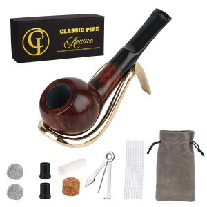 ARCNUEVE Ebony Wood Straight Tobacco Pipe – Short 9mm Filter Pipe Set